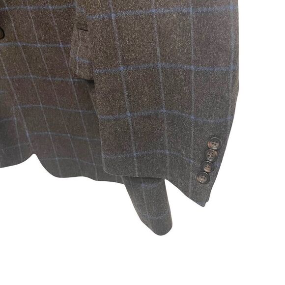 CAMBRIDGE Cashmere Button Front Blazer Jacket Sport Coat Brown Blue 48R - Picture 5 of 11